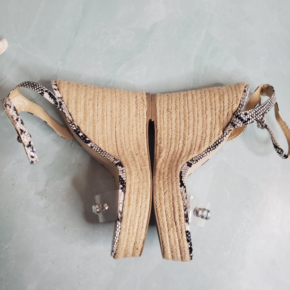NEW Black White Snake Print Espadrille Wed… - Picture 7 of 10